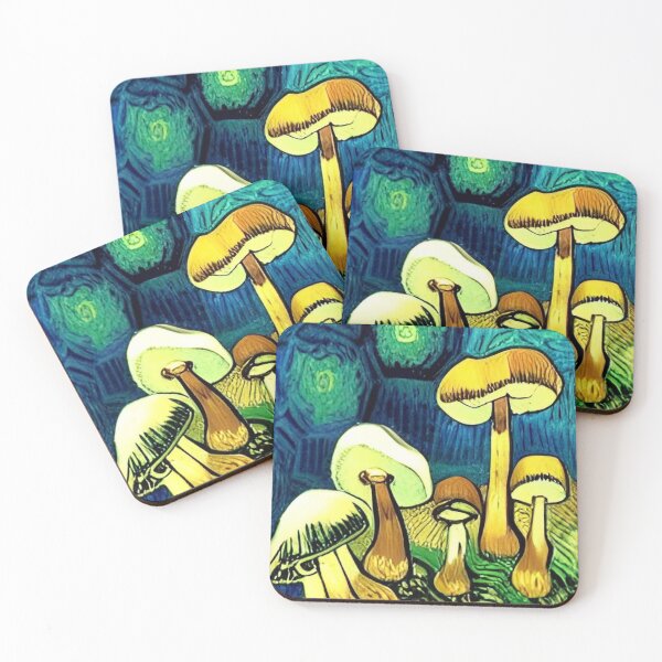 Item preview, BEAUTIFUL GREEN AND PURPLE VAN GOGH STYLE MUSHROOMS designed and sold by sailorsam1805.