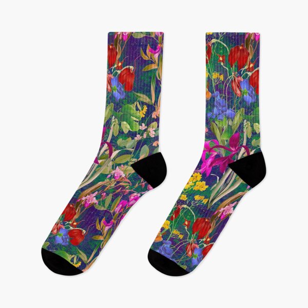 Item preview, Floral blooms and flowers exotic garden, roses and flowers, botanical pattern, illustration, plants pattern, purple navy floral designed and sold by ZeinabTaha.