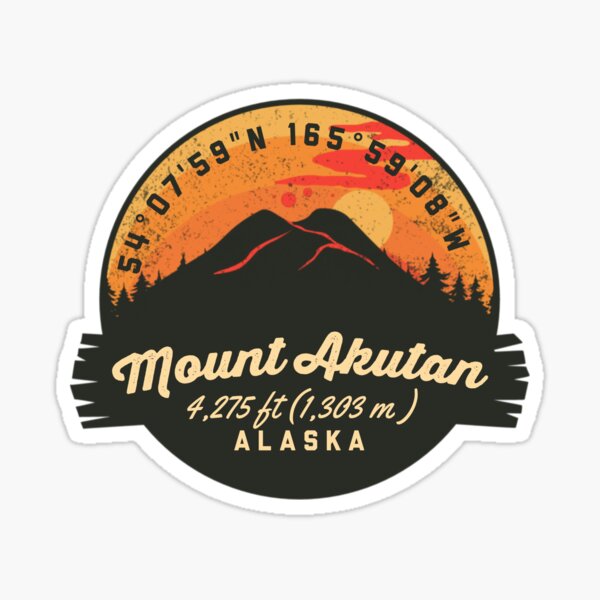 "Mount Akutan Volcano Souvenir Badge Alaska" Sticker for Sale by