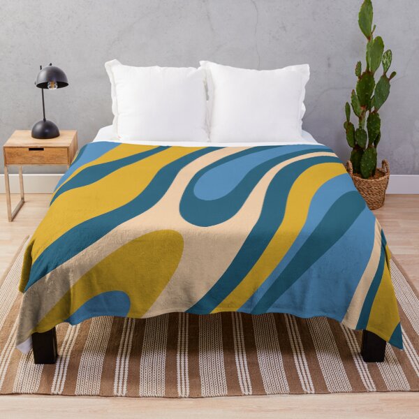 Item preview, Wavy Loops Abstract Pattern 3 Blue Mustard Yellow Beige designed and sold by kierkegaard.