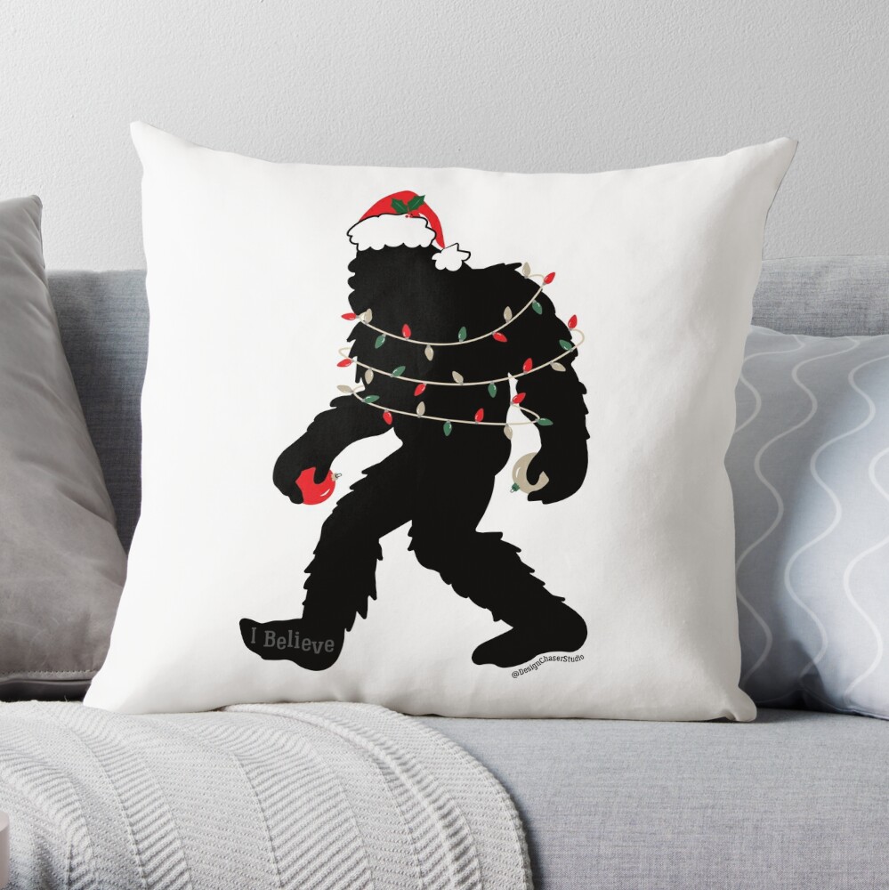 Discover I Believe In Santa Bigfoot - Yeti Santa Clause - Christmas Bigfoot Throw Pillow