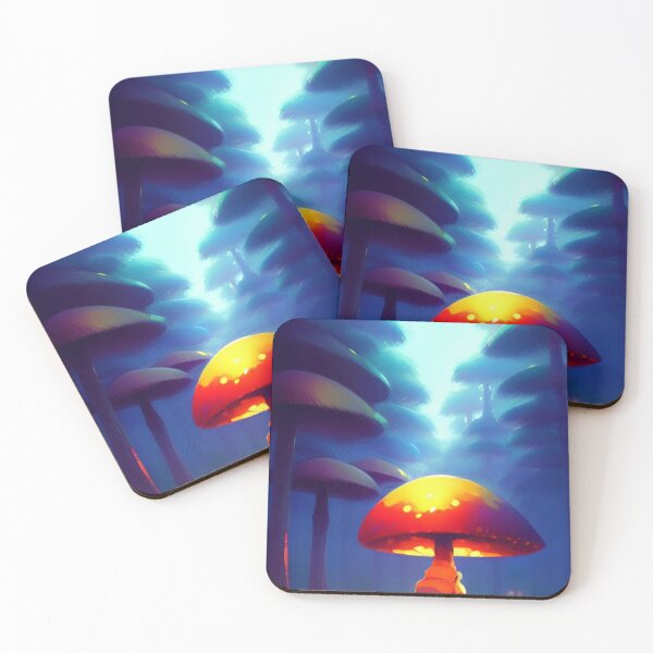 Aperçu de l'œuvre DREAMY SURREAL RED MUSHROOMS IN BLUE FOREST créée et vendue par sailorsam1805.