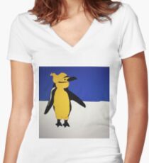 Comedy Custard Humbolt Penguin Women's Fitted V-Neck T-Shirt