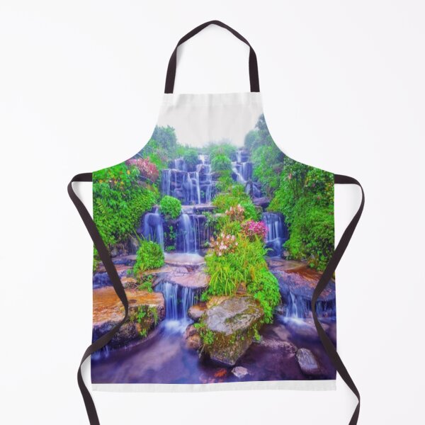 Item preview, cool green landscape with with a waterfall and green trees and mountain art designed and sold by BEAUTY ⭐⭐⭐⭐⭐.