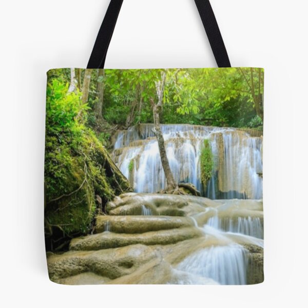 Item preview, cool green landscape with with a waterfall and green trees and mountain  art designed and sold by BEAUTY ⭐⭐⭐⭐⭐.