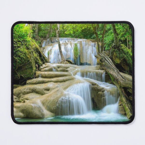 Item preview, cool green landscape with with a waterfall and green trees and mountain  art designed and sold by BEAUTY ⭐⭐⭐⭐⭐.