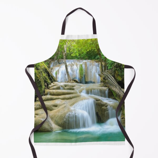 Item preview, cool green landscape with with a waterfall and green trees and mountain art designed and sold by BEAUTY ⭐⭐⭐⭐⭐.