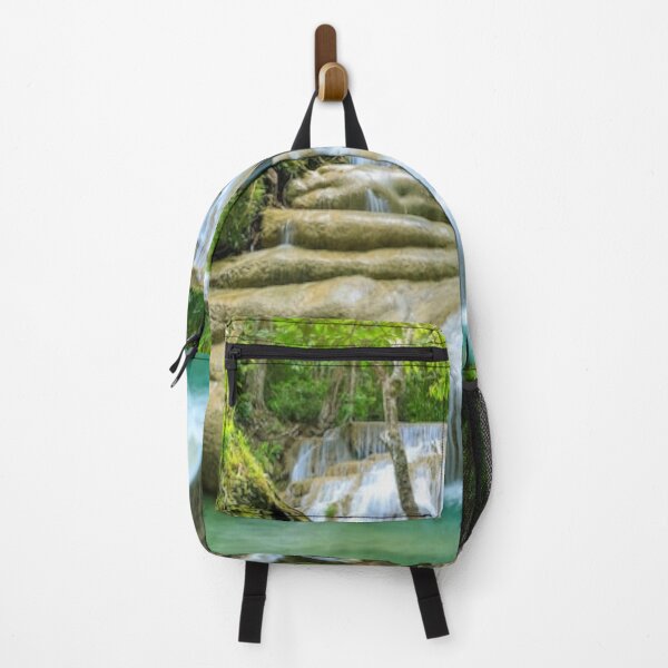 Item preview, cool green landscape with with a waterfall and green trees and mountain art designed and sold by BEAUTY ⭐⭐⭐⭐⭐.