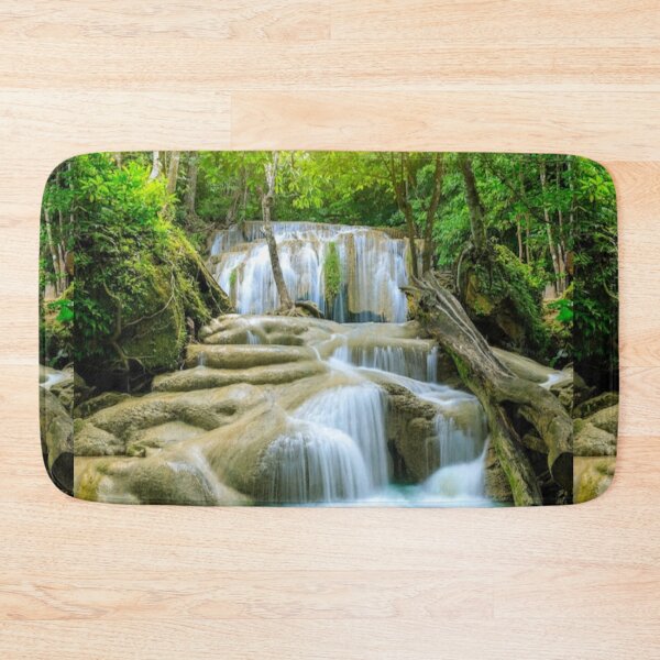 Item preview, cool green landscape with with a waterfall and green trees and mountain  art designed and sold by BEAUTY ⭐⭐⭐⭐⭐.