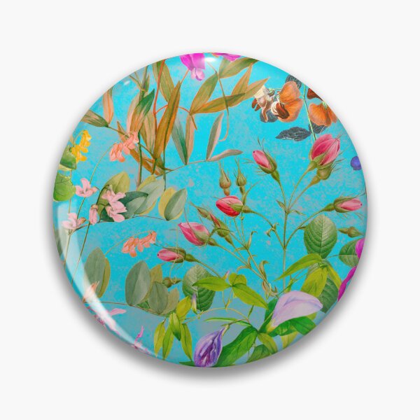 Artikelvorschau, Blumenblüten und Blumen exotischer Garten, Rosen und Blumen, botanisches Muster, Illustration, Pflanzenmuster, blaues Aqua-Blumenmuster entworfen und verkauft von ZeinabTaha.