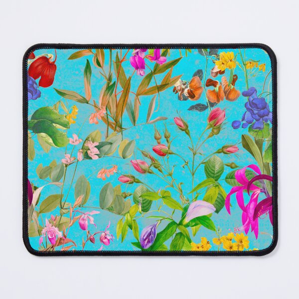 Item preview, Floral blooms and flowers exotic garden, roses and flowers, botanical pattern, illustration, plants pattern, blue aqua floral designed and sold by ZeinabTaha.