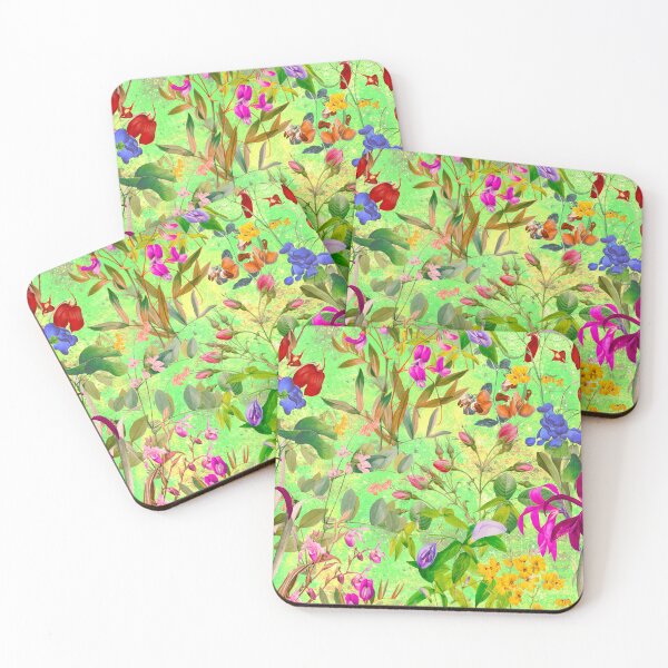Artikelvorschau, Blumenblüten und Blumen exotischer Garten, Rosen und Blumen, botanisches Muster, Illustration, Pflanzenmuster, grüne Blumen entworfen und verkauft von ZeinabTaha.