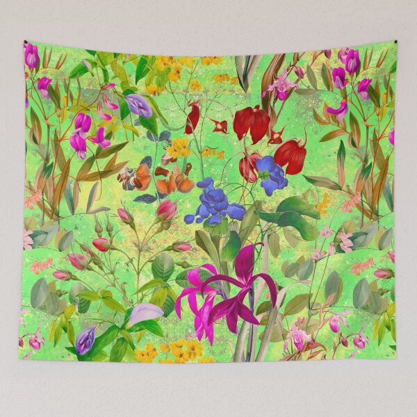 Artikelvorschau, Blumenblüten und Blumen exotischer Garten, Rosen und Blumen, botanisches Muster, Illustration, Pflanzenmuster, grüne Blumen entworfen und verkauft von ZeinabTaha.