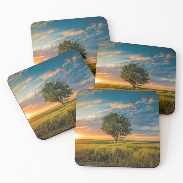 Item preview, Beautiful green landscape with green trees and mountain at sunset art designed and sold by BEAUTY ⭐⭐⭐⭐⭐.
