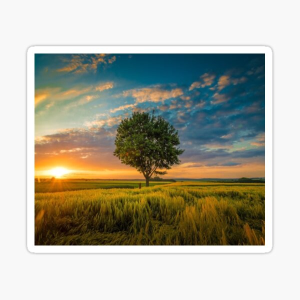 Item preview, Beautiful green landscape with green trees and mountain at sunset art designed and sold by BEAUTY ⭐⭐⭐⭐⭐.