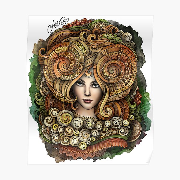 ARIES Zodiac Girl Poster