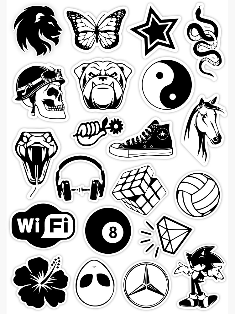 "Stickers black and white" Sticker for Sale by Safben Redbubble