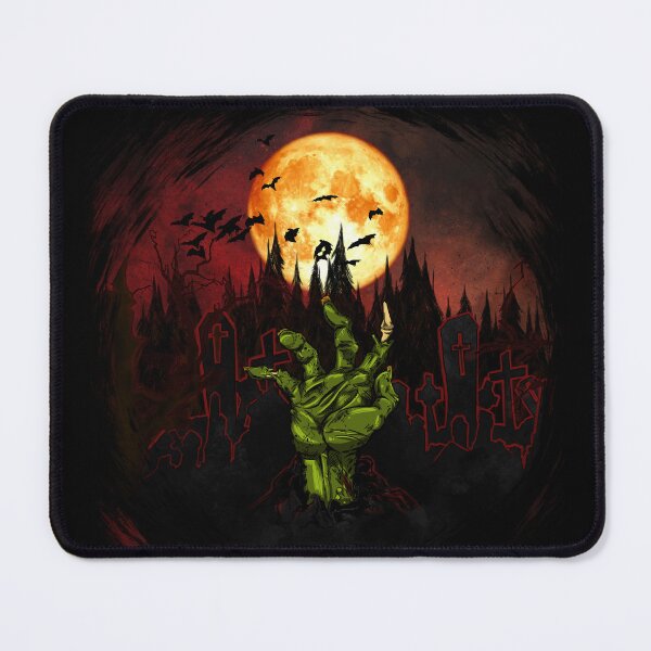 Item preview, Grave with zombie hand, bats, and a red moon- Halloween  designed and sold by -short- & EPIC shop.