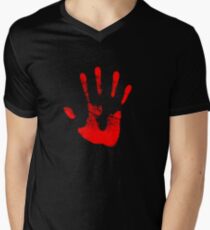 Camiseta para hombre de cuello en v Mano derecha roja