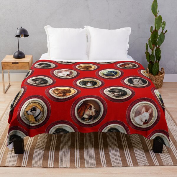 Item preview, VICTORIAN ENAMELS Miniature Dog Portraits Pattern in Red designed and sold by BulganLumini.
