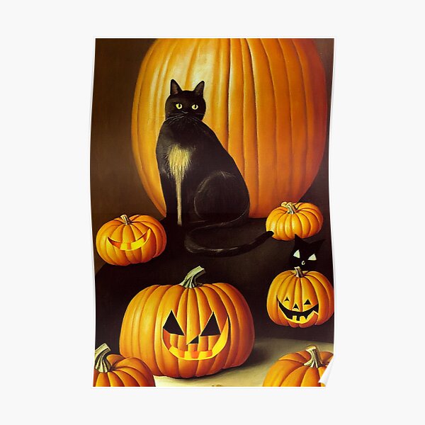 Halloween-schwarze Katze Poster