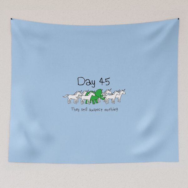 Item preview, Day 45. They still suspect nothing. (Triceratops + Unicorns) designed and sold by jezkemp.