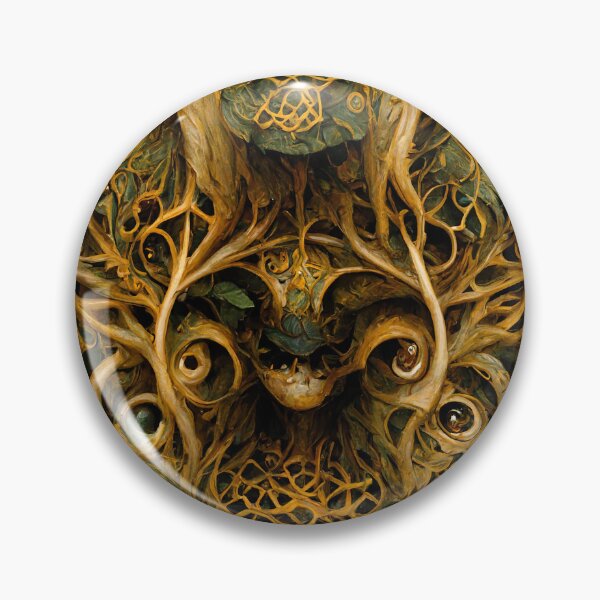 Item preview, Pagan Painted Carved Wood Celtic Knot Green Man Forest Creature Treeant designed and sold by MysticAlgorithm.