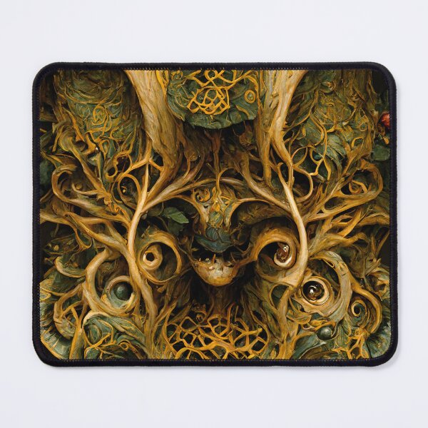 Item preview, Pagan Painted Carved Wood Celtic Knot Green Man Forest Creature Treeant designed and sold by MysticAlgorithm.