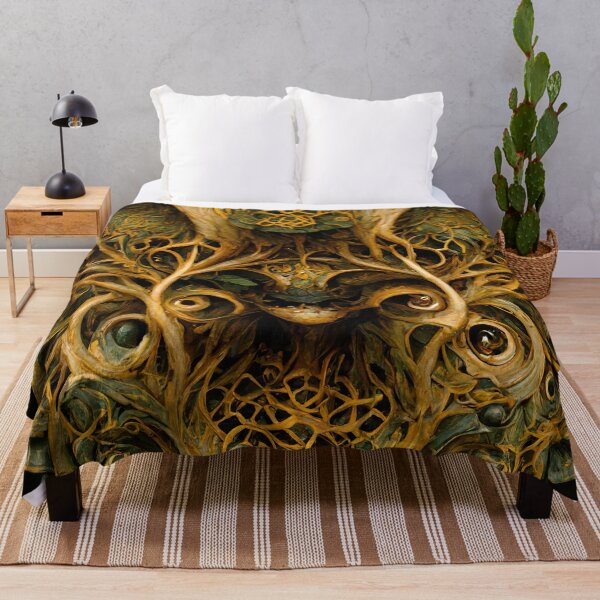 Item preview, Pagan Painted Carved Wood Celtic Knot Green Man Forest Creature Treeant designed and sold by MysticAlgorithm.