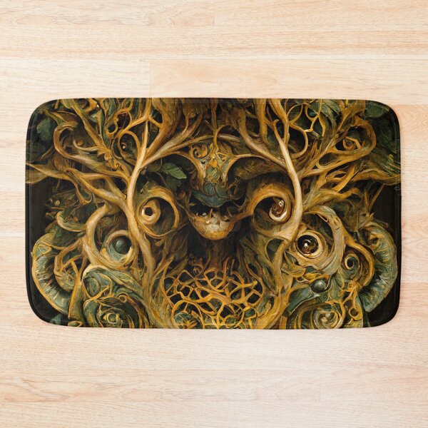 Item preview, Pagan Painted Carved Wood Celtic Knot Green Man Forest Creature Treeant designed and sold by MysticAlgorithm.