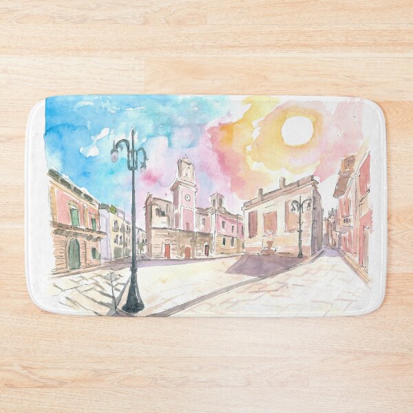 Aperçu de l'œuvre Castellana Grotte Pouilles Italie Nicola et Costa Piazza Scène avec la lumière du soleil créée et vendue par artshop77.