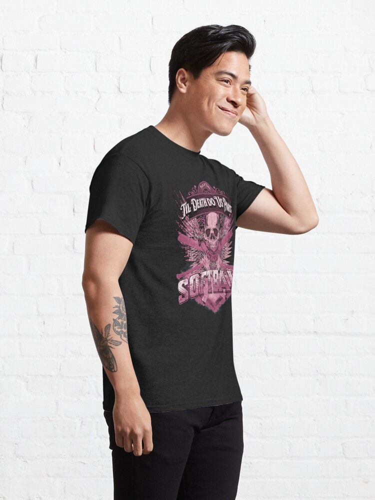 Alternate view of Live to Play Softball | Pink Theme | Skull & Bones | Til Death Do Us Part Classic T-Shirt