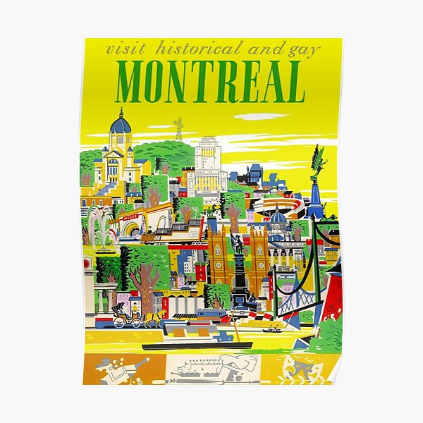 "Montreal Canada Vintage Travel Poster Old Canadian Tourism Art Deco