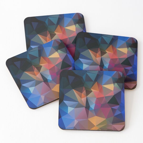 Item preview, Abstract print geometrical pattern of triangles polygon. Fabric design in bright colors designed and sold by fuzzyfox.