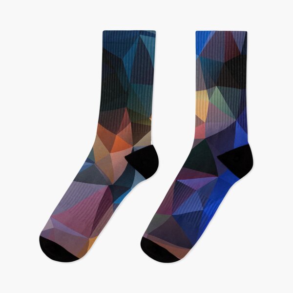 Item preview, Abstract print geometrical pattern of triangles polygon. Fabric design in bright colors designed and sold by fuzzyfox.