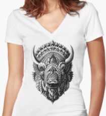 Bison Women's Fitted V-Neck T-Shirt