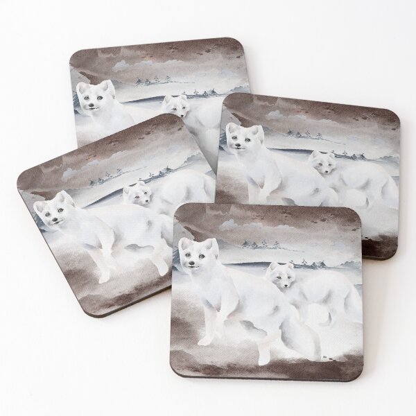 Item preview, Watercolour Nature Illustration: Arctic Foxes designed and sold by Momona-design.