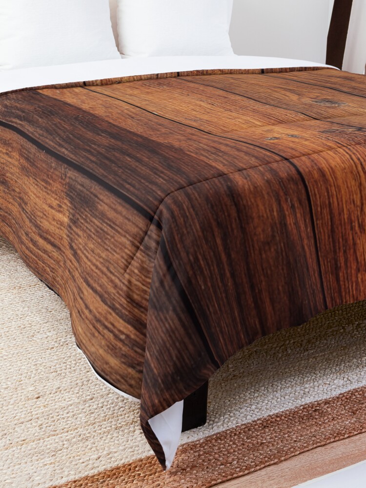 Alternate view of Old brown rustic dark wooden texture - wood timber background Comforter