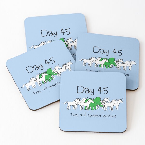 Item preview, Day 45. They still suspect nothing. (Triceratops + Unicorns) designed and sold by jezkemp.