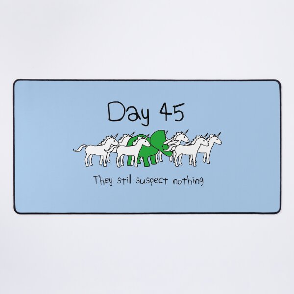 Item preview, Day 45. They still suspect nothing. (Triceratops + Unicorns) designed and sold by jezkemp.