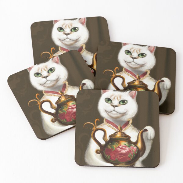 Item preview, Pearl the Cat, with teapot  (Baroque) designed and sold by thecatandkettle.