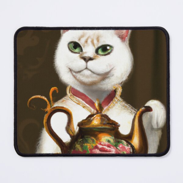 Item preview, Pearl the Cat, with teapot  (Baroque) designed and sold by thecatandkettle.
