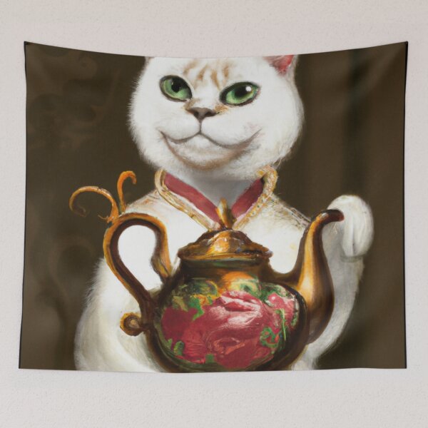 Item preview, Pearl the Cat, with teapot  (Baroque) designed and sold by thecatandkettle.