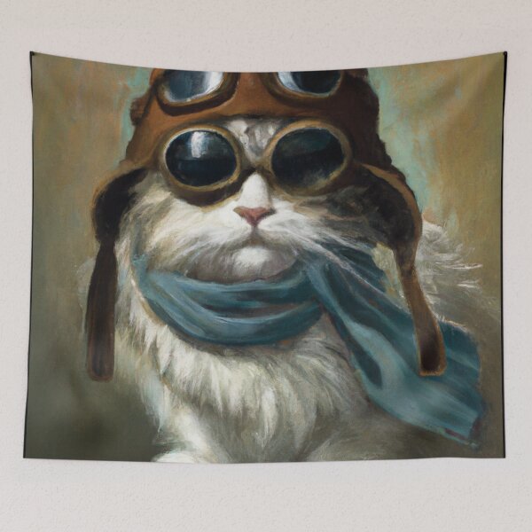 Item preview, Fuzzy the Cat, wearing goggles (Baroque) designed and sold by thecatandkettle.