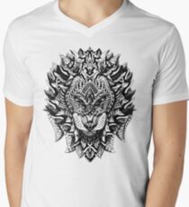 Verzierter Löwe T-Shirt mit V-Ausschnitt für Männer