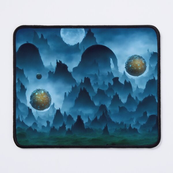 Item preview, Fantasy alien landscape with alien technology orbs designed and sold by BrachiaST.