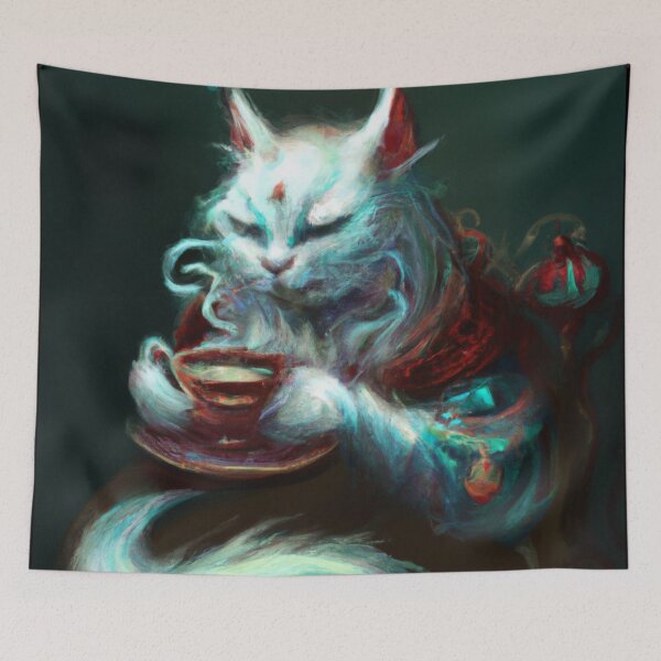 Item preview, Dirk the Cat, sipping tea (Baroque) designed and sold by thecatandkettle.