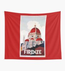 Florence Firenze 1920s Italian travel ad, duomo Wall Tapestry