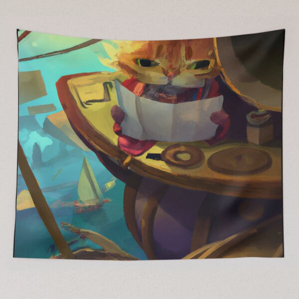 Item preview, Tim the Cat, guiding the fleet (Fantasy) designed and sold by thecatandkettle.