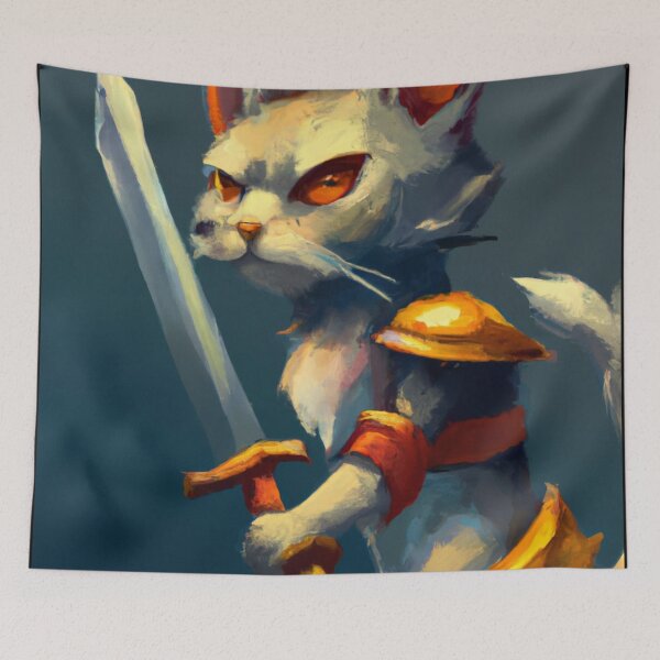 Item preview, Ian the Cat, fierce with sword (Fantasy) designed and sold by thecatandkettle.
